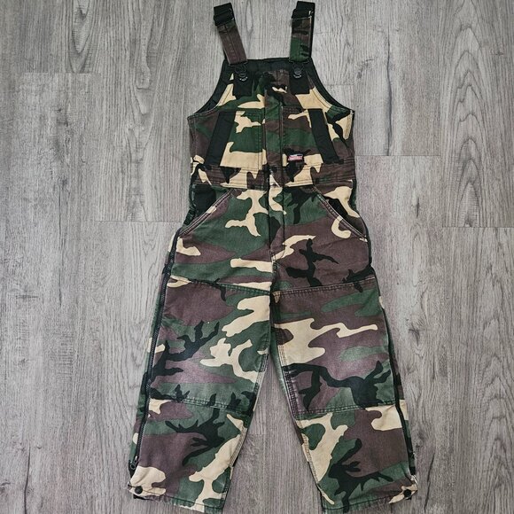 Dickies Kids Camo Insulated Overalls Green Brown Workwear – Boys 6-7 - Picture 1 of 11
